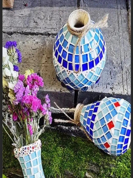 DIY mozaikali vaza yaratish to‘plami, shisha mozaika, ijodiy qo‘l mehnati to‘plami