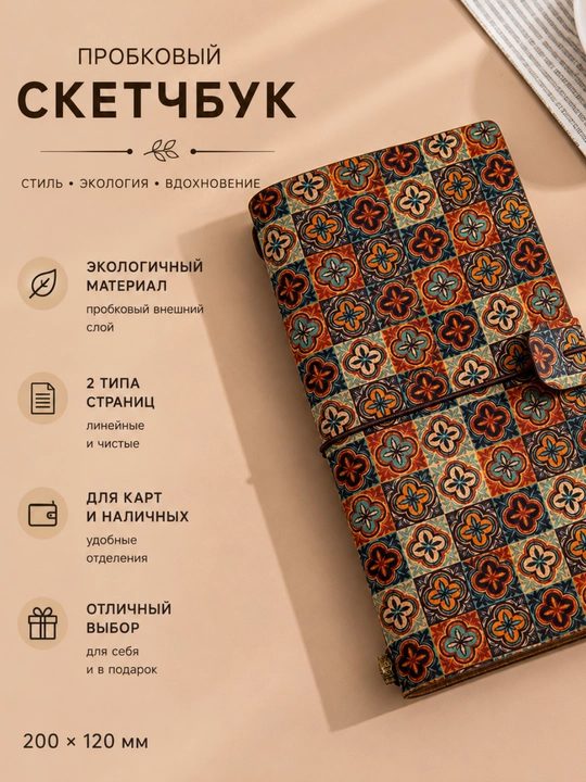 Kundalik, bloknot A6, chiziqli va chiziqsiz varaq, karta va pul uchun bo‘lim, 144 sahifa - 