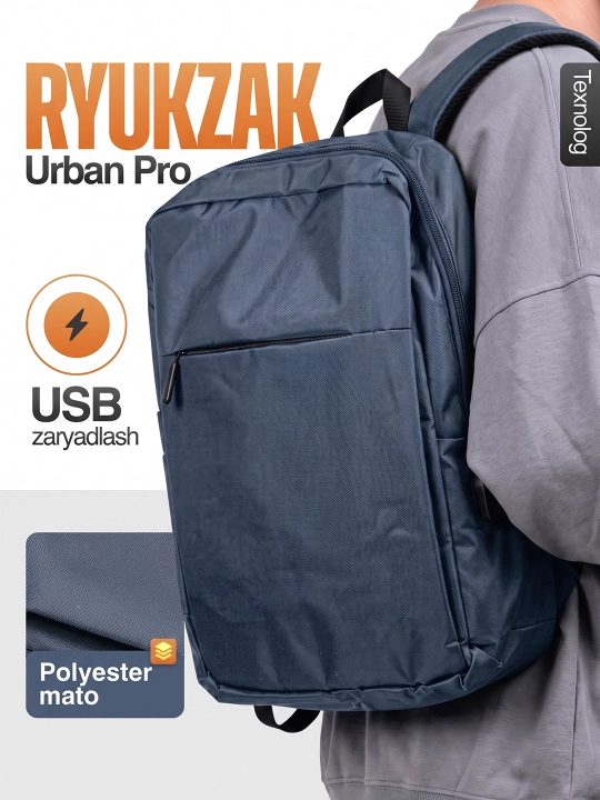 Noutbuk uchun ryukzak, USB portli, suv o'tkazmaydigan mato, 15.6 dyuymgacha - 