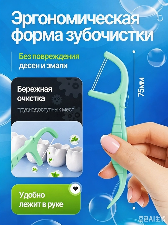 Зубная нить с мятным вкусом, флоссер, зубочистка，365 шт