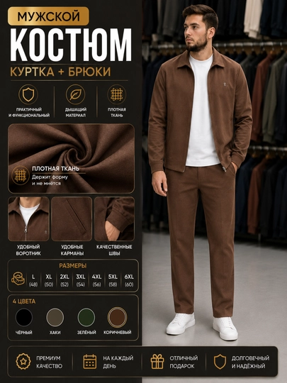 Erkaklar kostyumi kurtka va shimlar, kundalik kiyim, katta o'lchamlar L–6XL - 