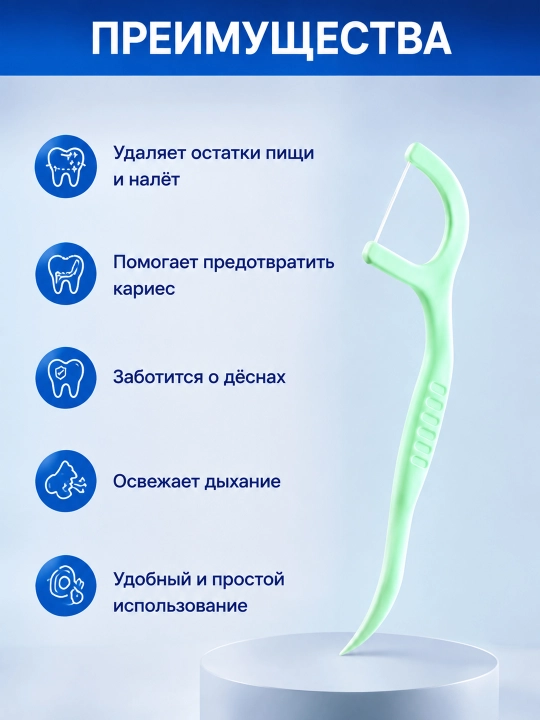 Зубная нить с мятным вкусом, 50 шт в упаковке
