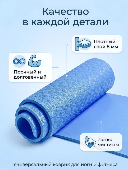 Коврик для йоги и фитнеса EVA YOGA MAT, спортивный, нескользящий, тренировочный