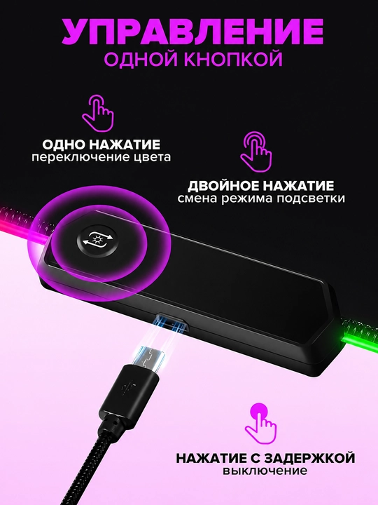 Игровой коврик для мыши с RGB-подсветкой 800×300 мм