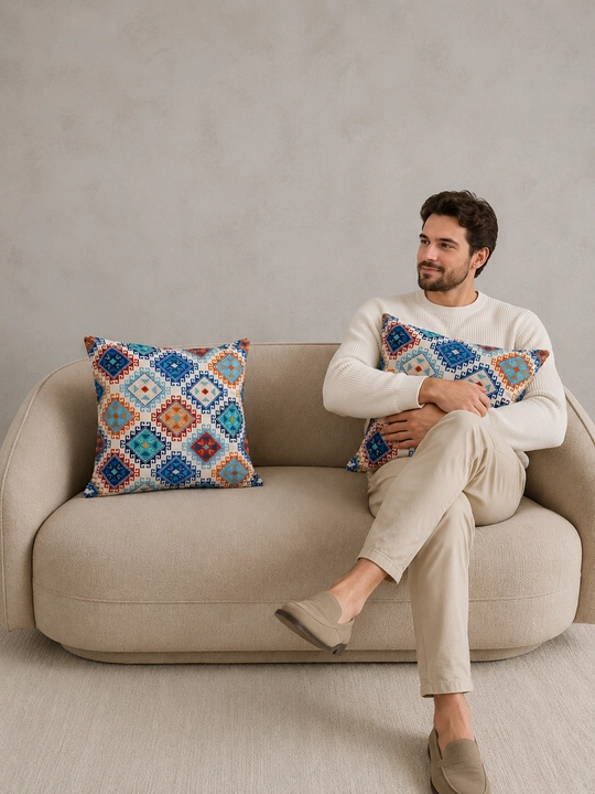 Dekorativ yostiq ikat printi bilan uy, ofis va mexmonxona interyeri uchun, 45x45sm, 1 dona