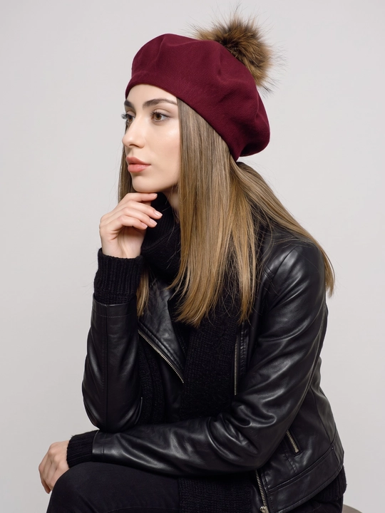 Ayollar va qizlar uchun beret, klassik toʻqilgan shapka, kuz qish mavsum bosh kiyimi
