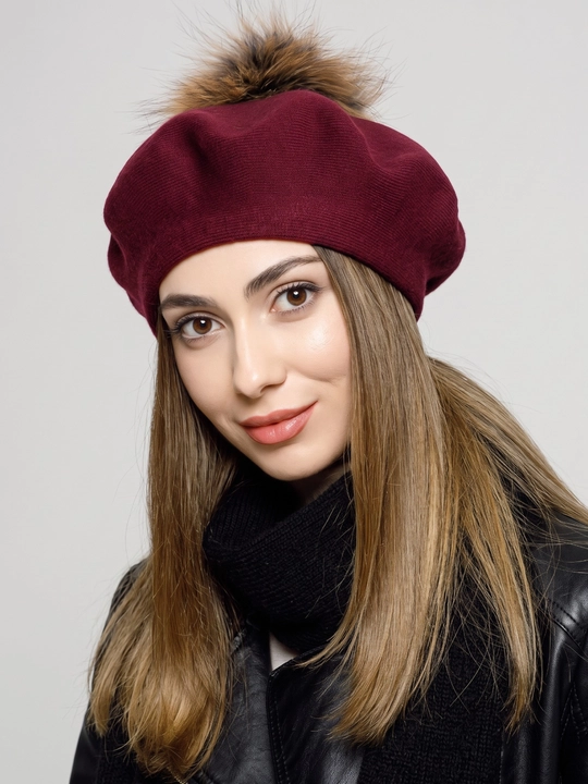 Ayollar va qizlar uchun beret, klassik toʻqilgan shapka, kuz qish mavsum bosh kiyimi - 