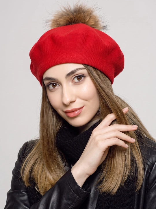 Ayollar va qizlar uchun beret, klassik toʻqilgan shapka, kuz qish mavsum bosh kiyimi - 