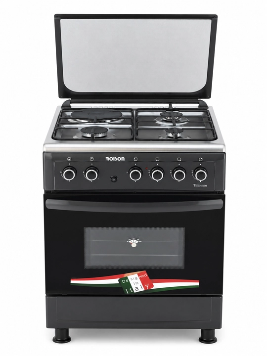 Газовая плита Roison 60 TITANIUM, 3 газ + 1 электрическая конфорка, духовка,Чугун, Матовый