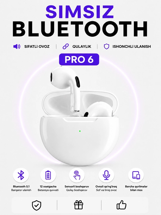 Simsiz quloqchinlar Pro 5 air, Pods Pro 6 - 