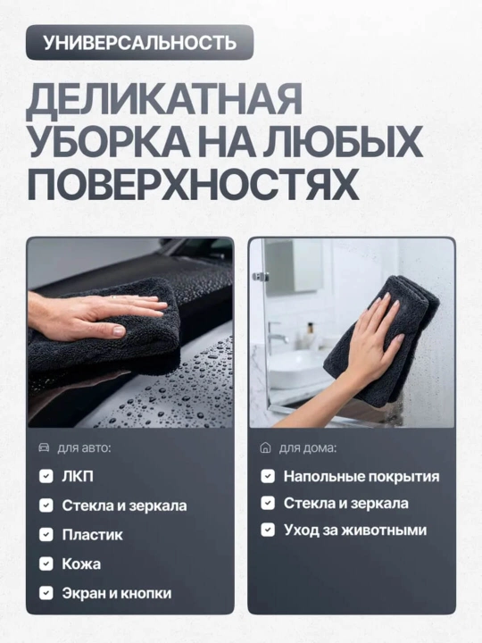 Микрофибровое полотенце для авто и дома