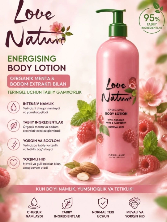 LOV NATURE body lotion 500 ml ayollar qizlar uchun xushbo'ylangan losiyon - 