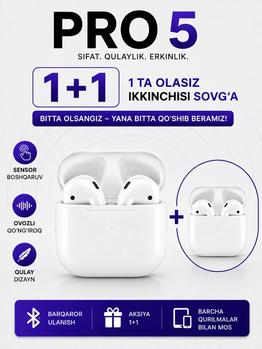 Simsiz quloqchinlar Pro 5 air, Pods Pro 6 1+1 - 