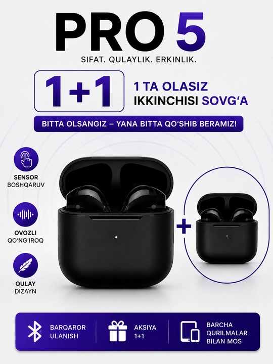 Simsiz quloqchinlar Pro 5 air, Pods Pro 6 1+1 - 