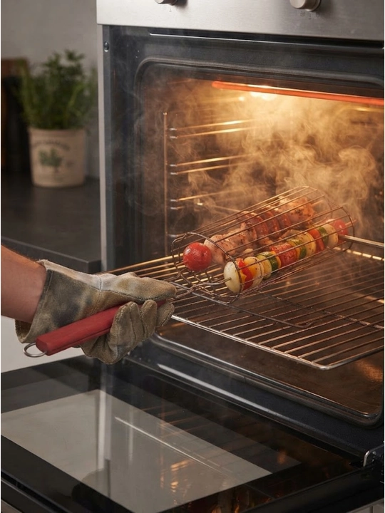 Barbekyu va kabob uchun aylantiriladigan setka-qafas silindrsimon panjara