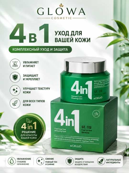 4-in-1 universal namlanuvchi krem — emulsiya + essens + ampula + tonik - 