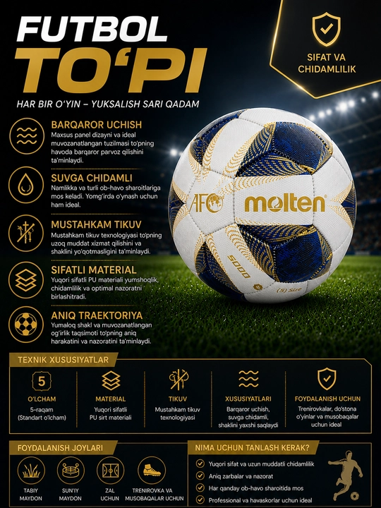 Футбольный мяч MOLTEN для тренировок и любительских игр, спортивный мяч для футбола