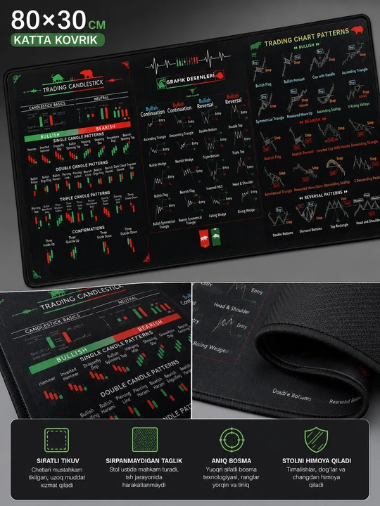 Katta kompyuter kovrik 80x30, gaming mouse pad va klavishli kompyuter gilamcha