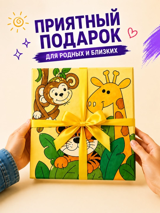 Набор для рисования на холсте для детей, в комплекте: мольберт, краски и кисть