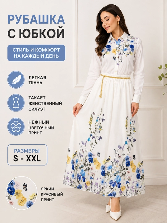 Ayollar uchun ko‘ylak va yubkadan iborat to‘plam - 