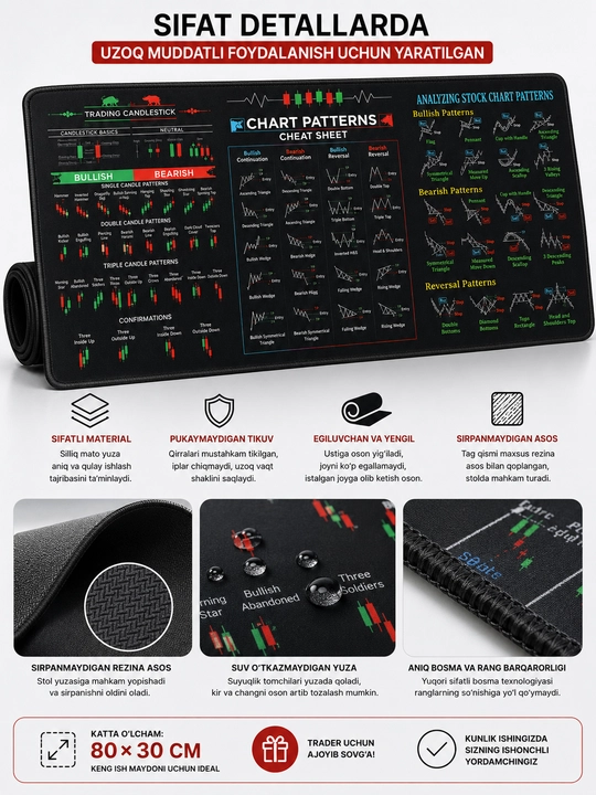 Katta kompyuter kovrik 80x30, gaming mouse pad va klavishli kompyuter gilamcha