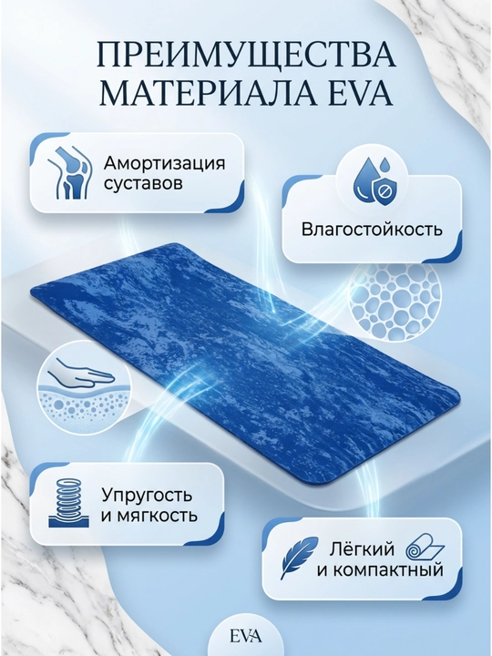 Коврик для йоги и фитнеса EVA YOGA MAT, спортивный, нескользящий, тренировочный