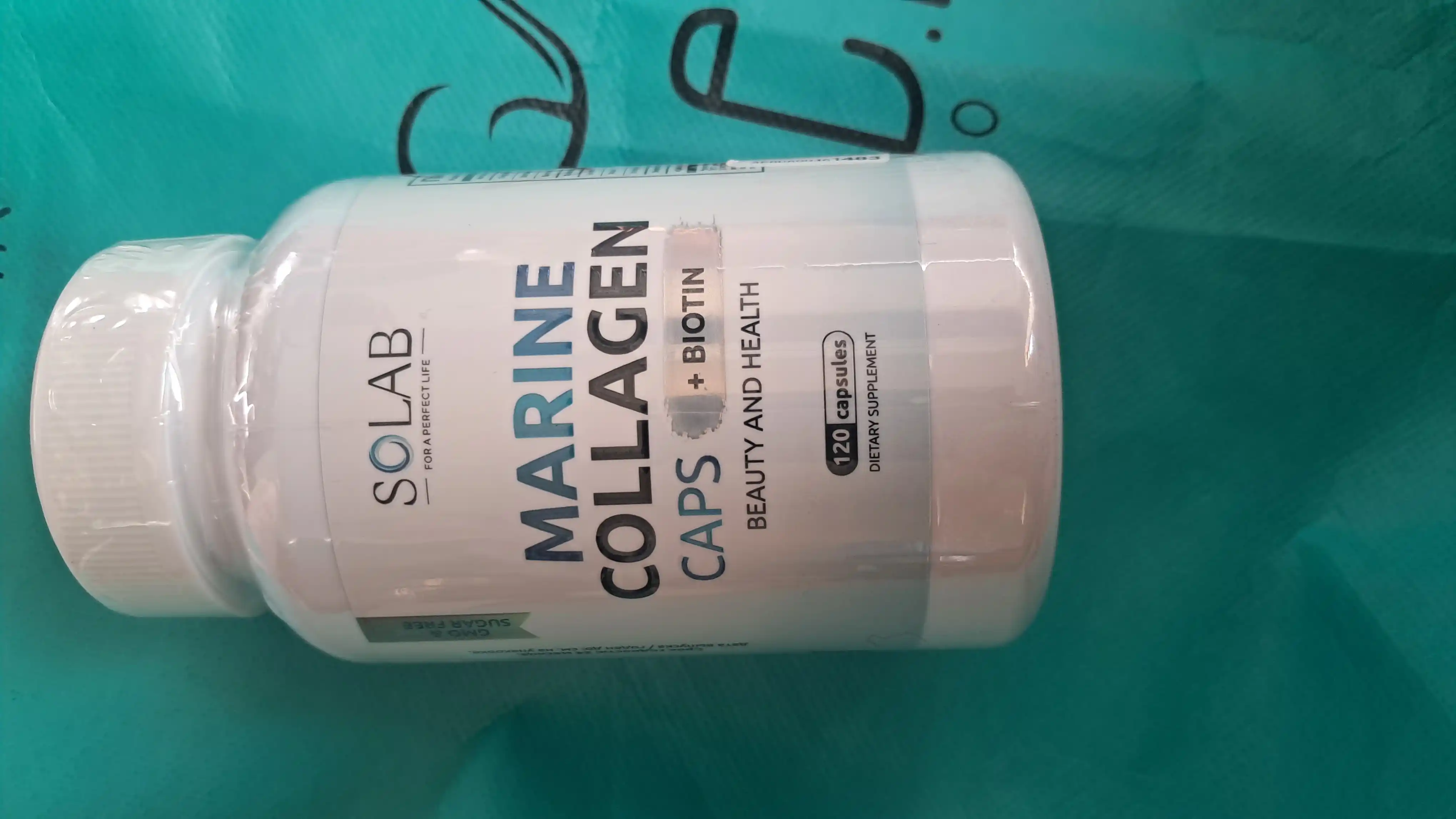 Dengiz kollageni kapsulalarda, SOLAB, C vitamini + Biotin bilan, 120 kapsula