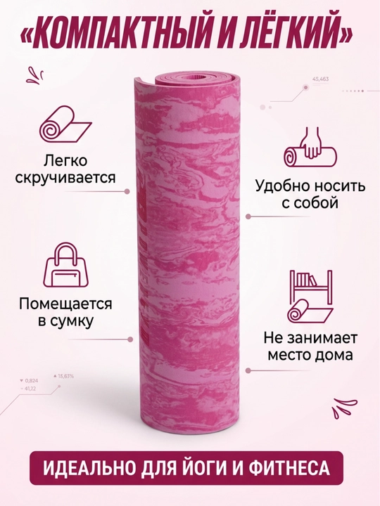 Коврик для йоги и фитнеса EVA YOGA MAT, спортивный, нескользящий, тренировочный