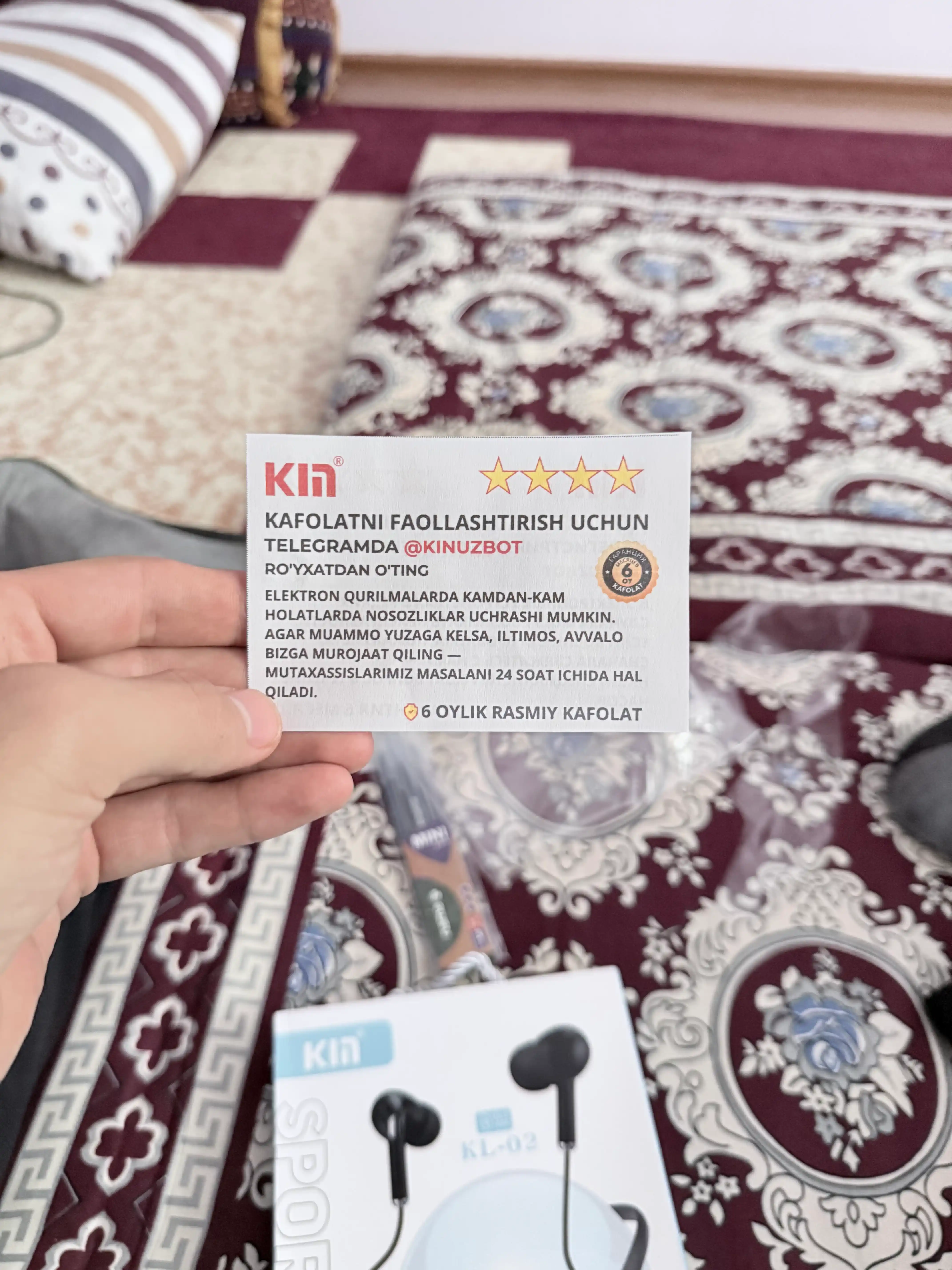 Simsiz quloqchin KIN KL02, Bluetooth garnitura, 5 soat ishlash, 2ta qurilmaga ulanish