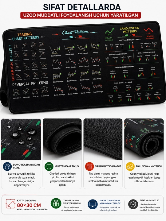 Katta kompyuter kovrik 80x30, gaming mouse pad va klavishli kompyuter gilamcha