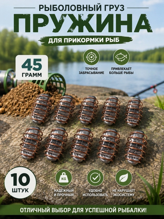 Рыболовный груз-пружина 45 г — 10 штук - 