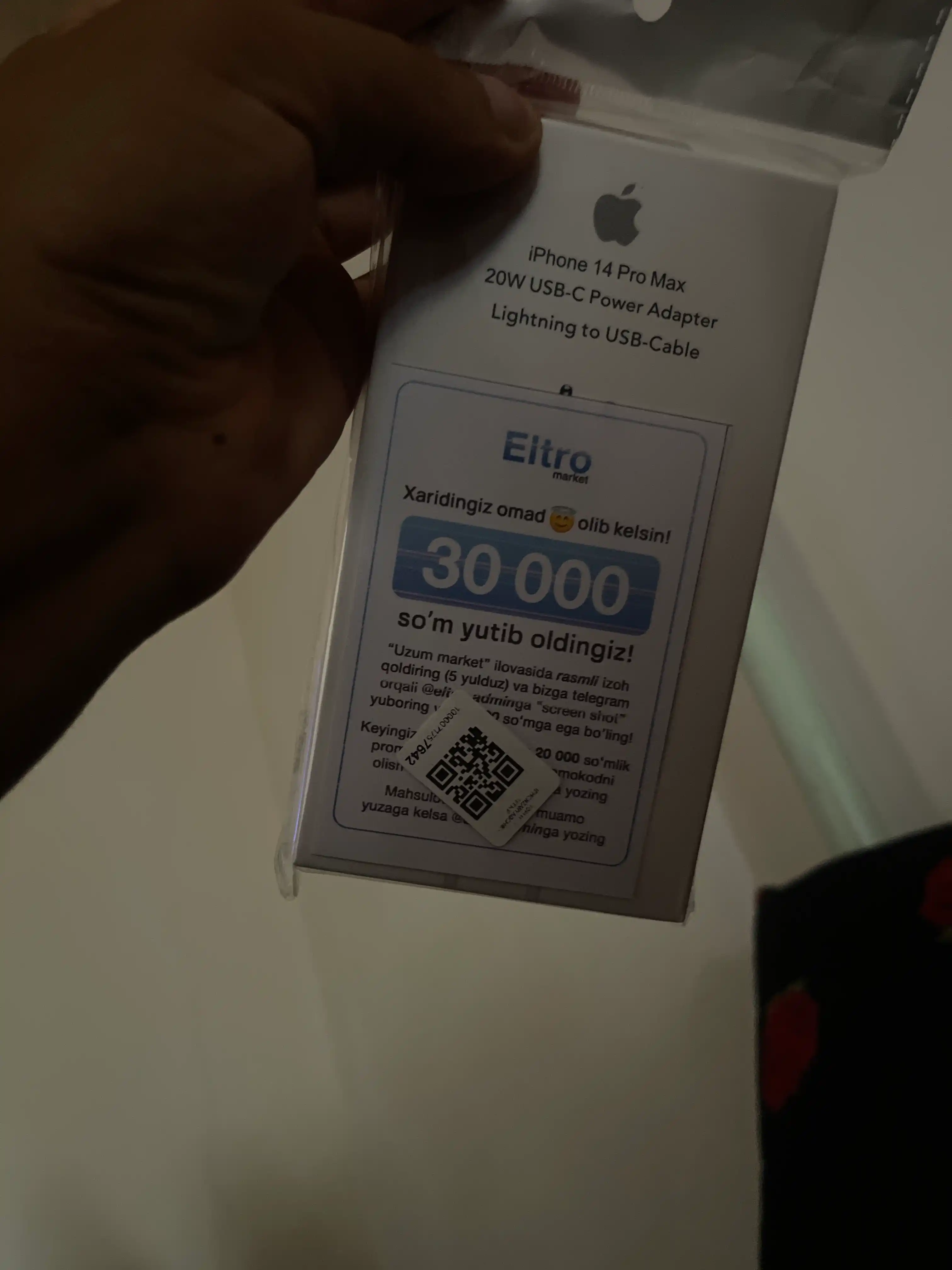 IPhone uchun zaryadlash qurilmasi, tez zaryadlovchi 20 Vt, Type-Cdan Lightning kabel bilan