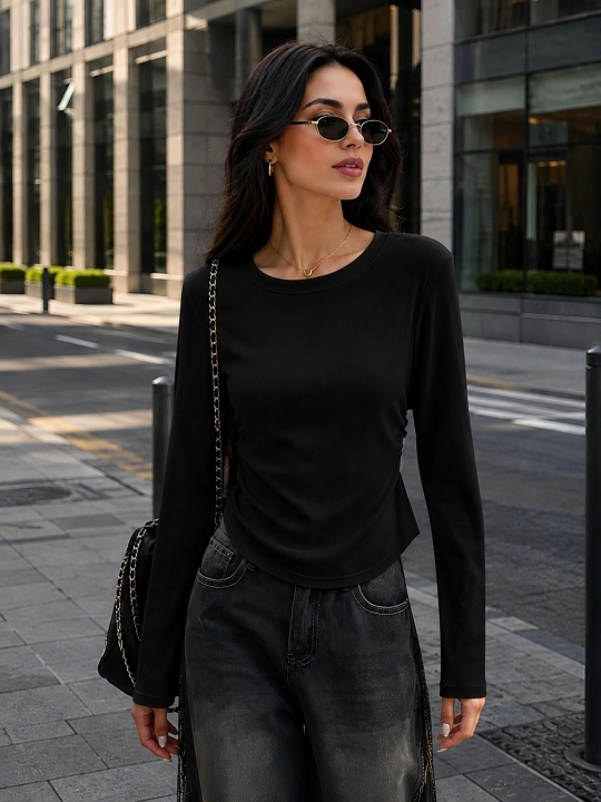 Ayollar uchun longslive, yengi uzun longslive bog'lamali, kuz-qish longslive