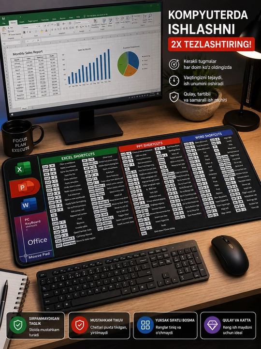 Katta kompyuter kovrik 80x30, gaming mouse pad va klavishli kompyuter gilamcha