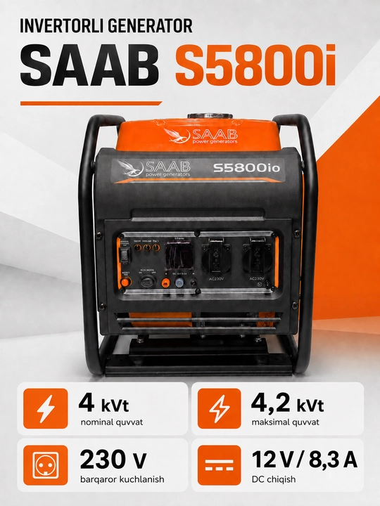 SAAB S5800io benzinli invertor generatori