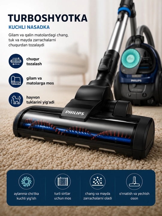 Nomi: Philips FC9573/82 PowerPro Active changyutgich, 900 Vt, PowerCyclone 5, TriActive