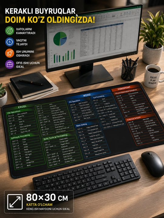 Katta kompyuter kovrik 80x30, gaming mouse pad va klavishli kompyuter gilamcha