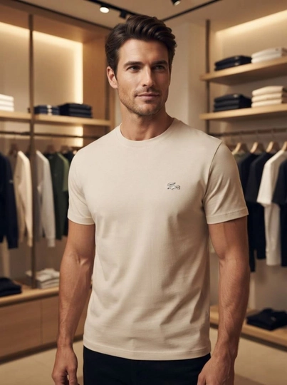 Мужская футболка Lacoste, 50% хлопок, производство — Турция - 