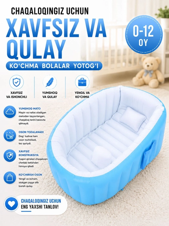 Chaqaloqlarni cho‘miltirish uchun bolalar vannasi - 