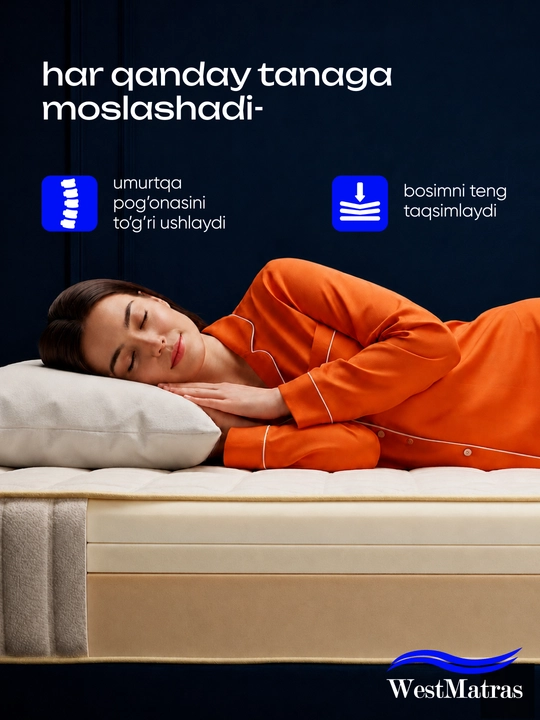 WestMatras Foam matras 100x200 sm: prujinasiz, anatomik va ergonomik uyqu. Yuqori sifat