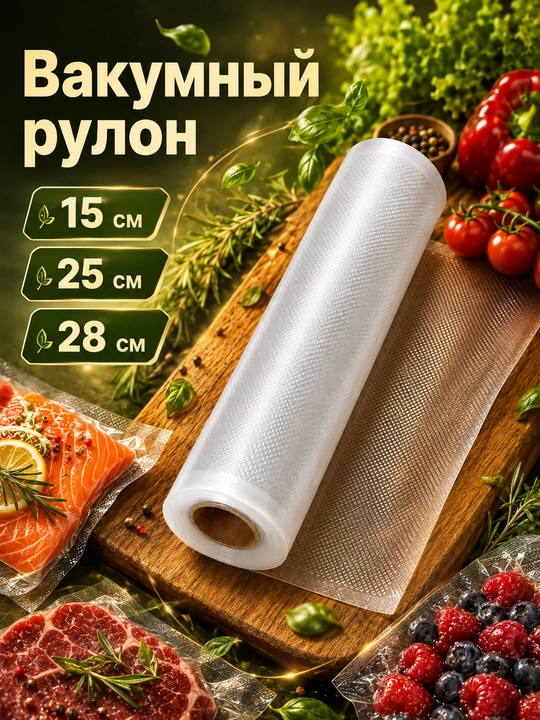 Вакуумный рифлёный пакет, для вакууматора,  15 м - 