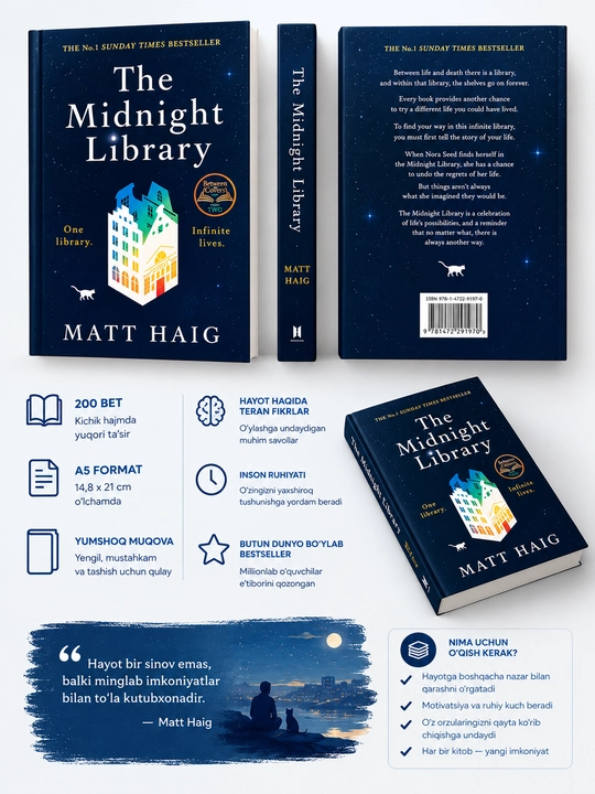 The midnight library. Matt Haig (Kitob ingliz tilida)