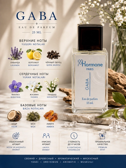 Hormone Paris GABA uniseks Parfyumlangan suv, 25 ml
