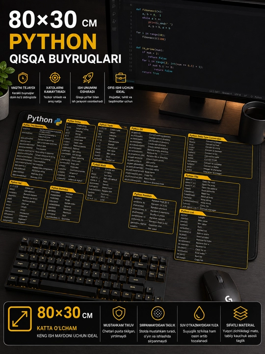 Katta kompyuter kovrik 80x30, gaming mouse pad va klavishli kompyuter gilamcha