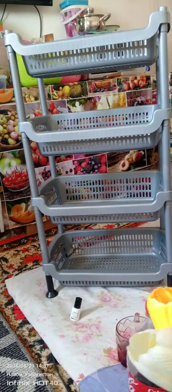 Universal plastik stellaj etajerka 3-4 qavatli organizer polka javon