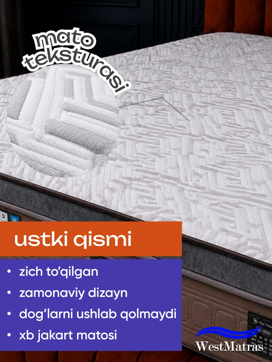 Royal Sleep – ikkitomonlama prujinasiz ortopedik matras, 28 sm, matraslar
