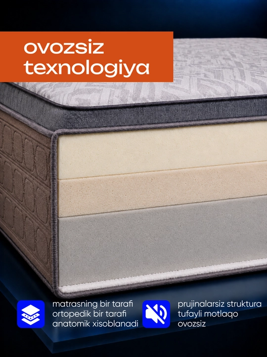 Royal Sleep – ikkitomonlama prujinasiz ortopedik matras, 28 sm, matraslar