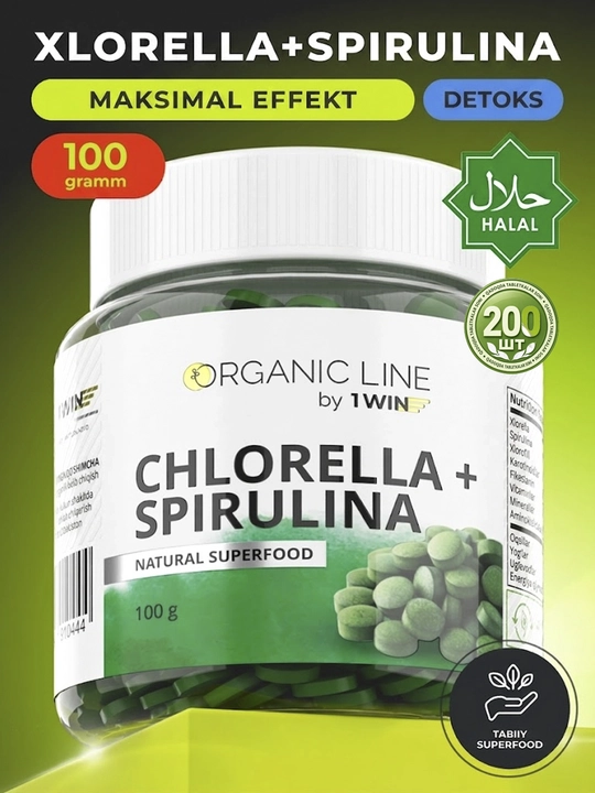 Xlorella + Spirulina 1WIN, organizm detoks va tozalash, ishtahani nazorat qilish, ozish - 