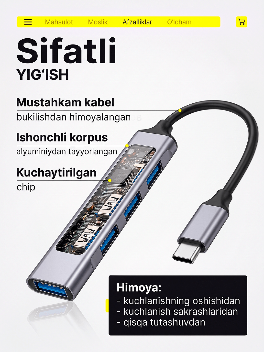 USB Hub 3.0 Type-C, USB-разветвитель и адаптер для ноутбука и MacBook