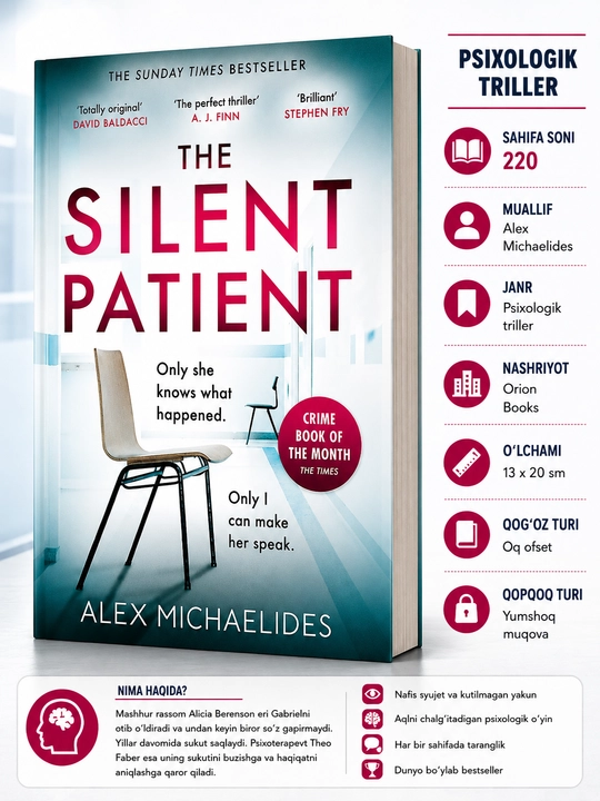 Kitob, The Silent Patient, Alex Michaelides - 